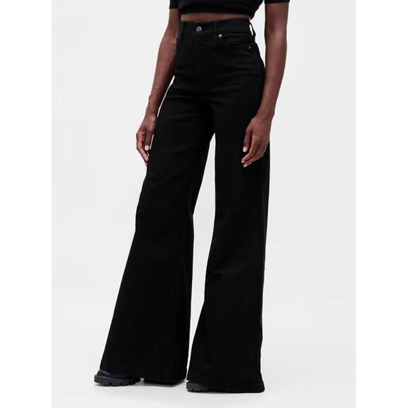 GAP Denim - Gap High Rise 70s Flare Black Faux-Suede Women's Jeans